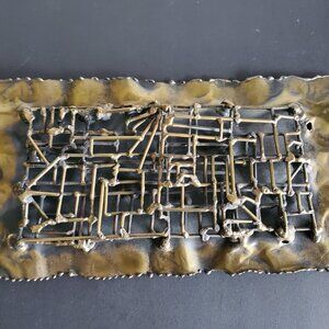 Small Brutalist Torch Cut Wall Sculpture Plaque